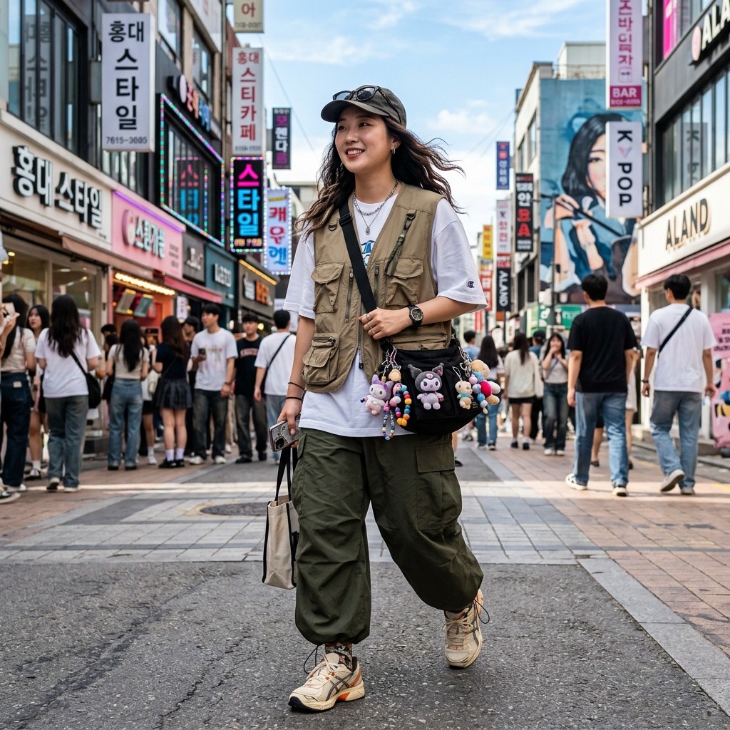 Hongdae Gorpcore and Bag Charms Trend